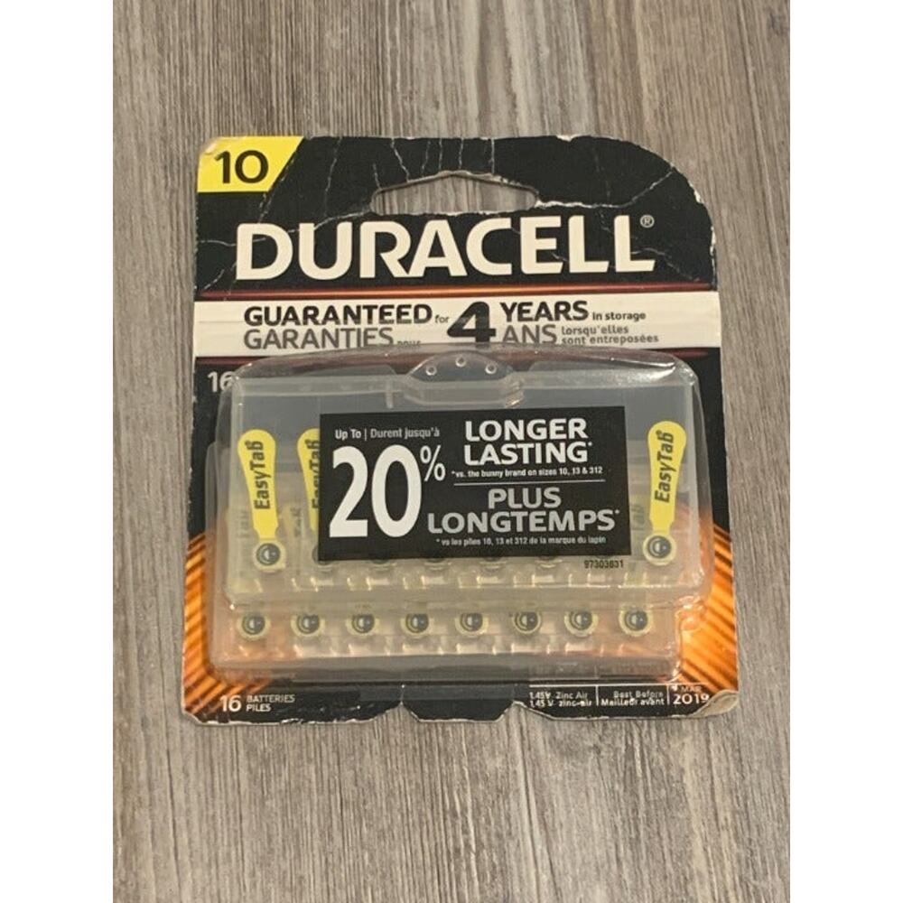 Duracell Size 10 Hearing Aid Batteries-16 Pack-Easy-Fit Tab